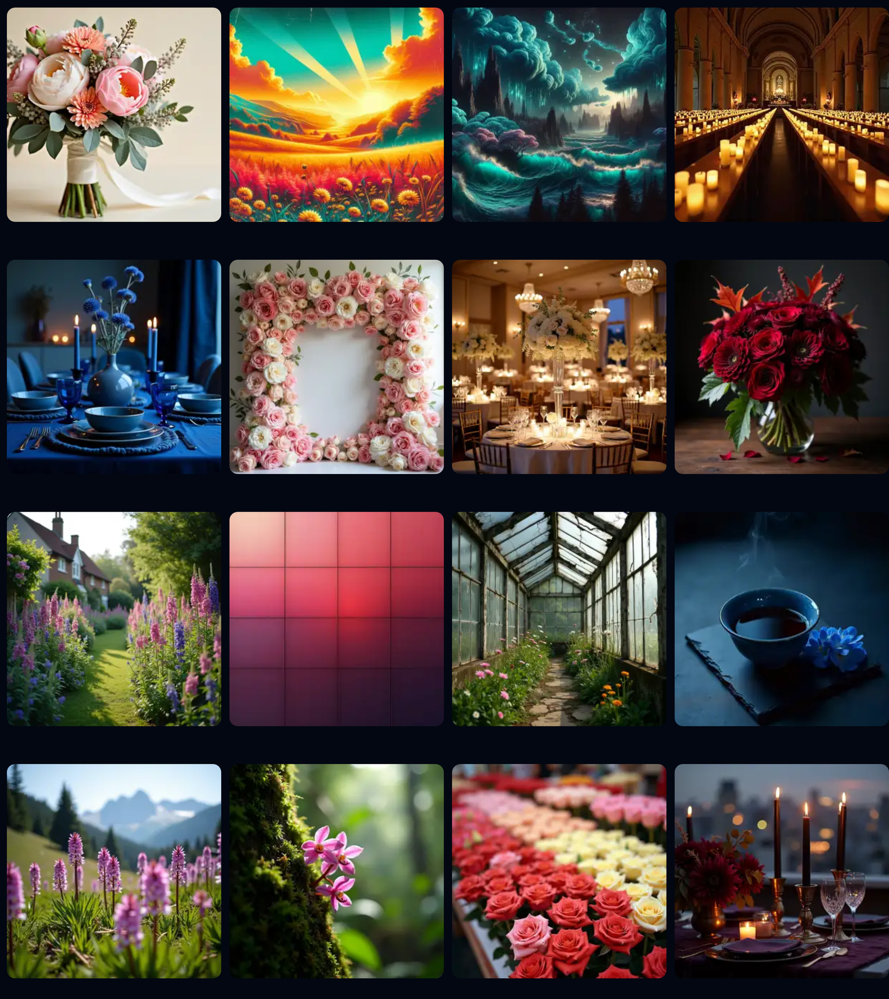 The AfterHue weddings wall: a grid of sixteen inspiration photographs